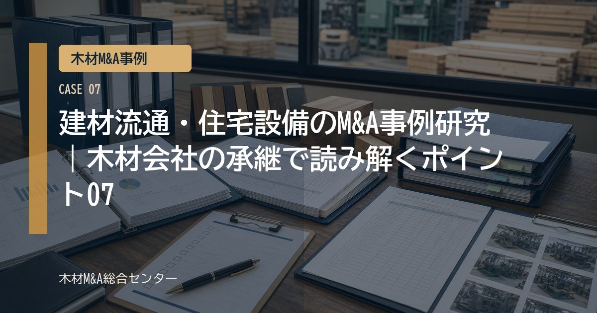 建材流通・住宅設備のM&A事例研究｜木材会社の承継で読み解くポイント07