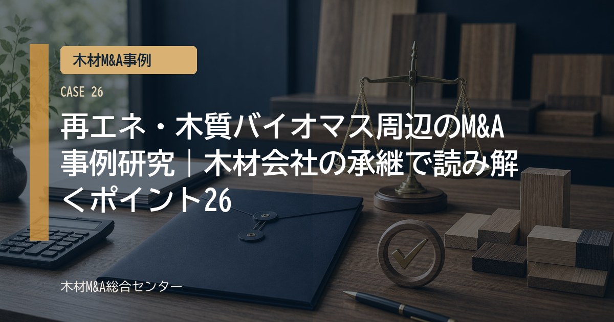 再エネ・木質バイオマス周辺のM&A事例研究｜木材会社の承継で読み解くポイント26