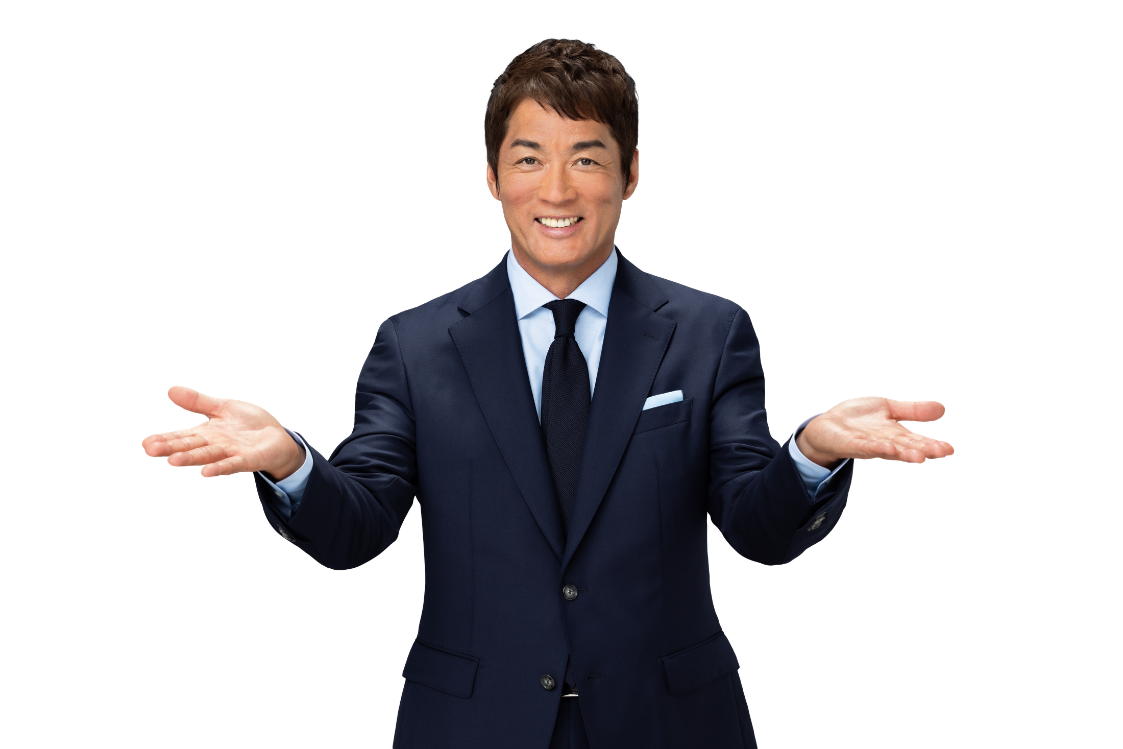 両手を広げて案内する長嶋一茂